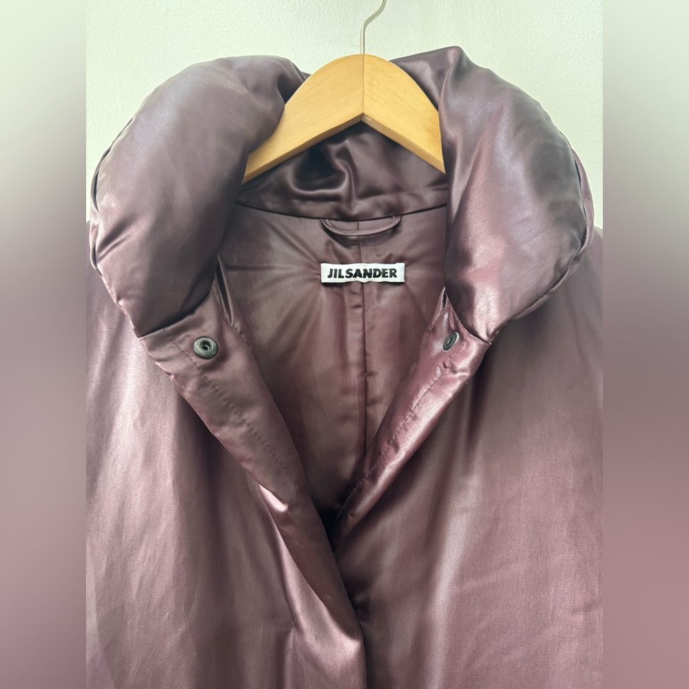 Jil Sander Silk Down Deep Purple Long Puffer Coat 38 - Picture 2 of 16
